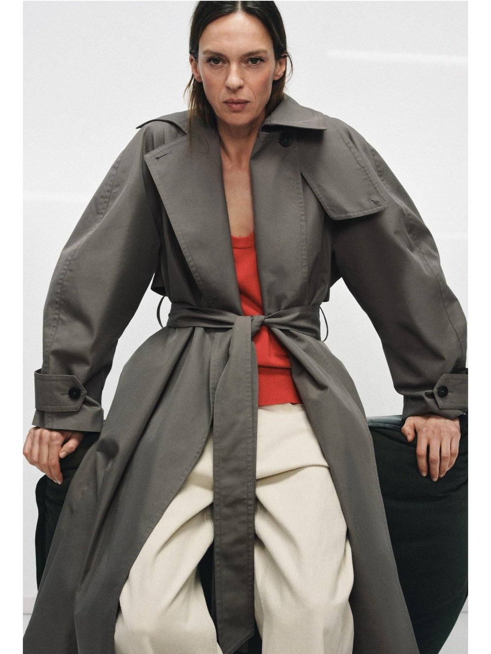 ZARA ZW COLLECTION OVERSIZED BELTED TRENCH COAT